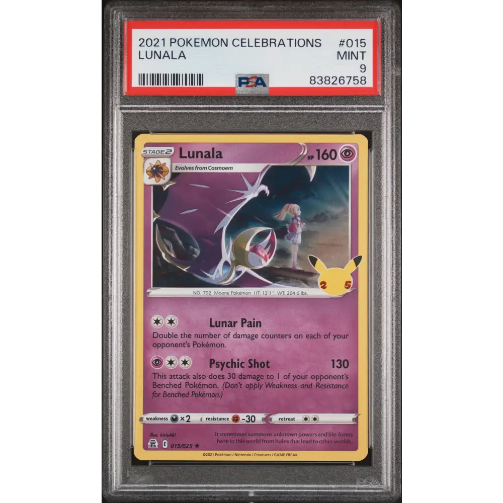 2021 POKEMON CELEBRATIONS LUNALA #15 PSA 9 - Graded Pokémon PSA 9