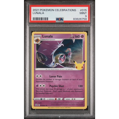 2021 POKEMON CELEBRATIONS LUNALA #15 PSA 9 - Graded Pokémon PSA 9