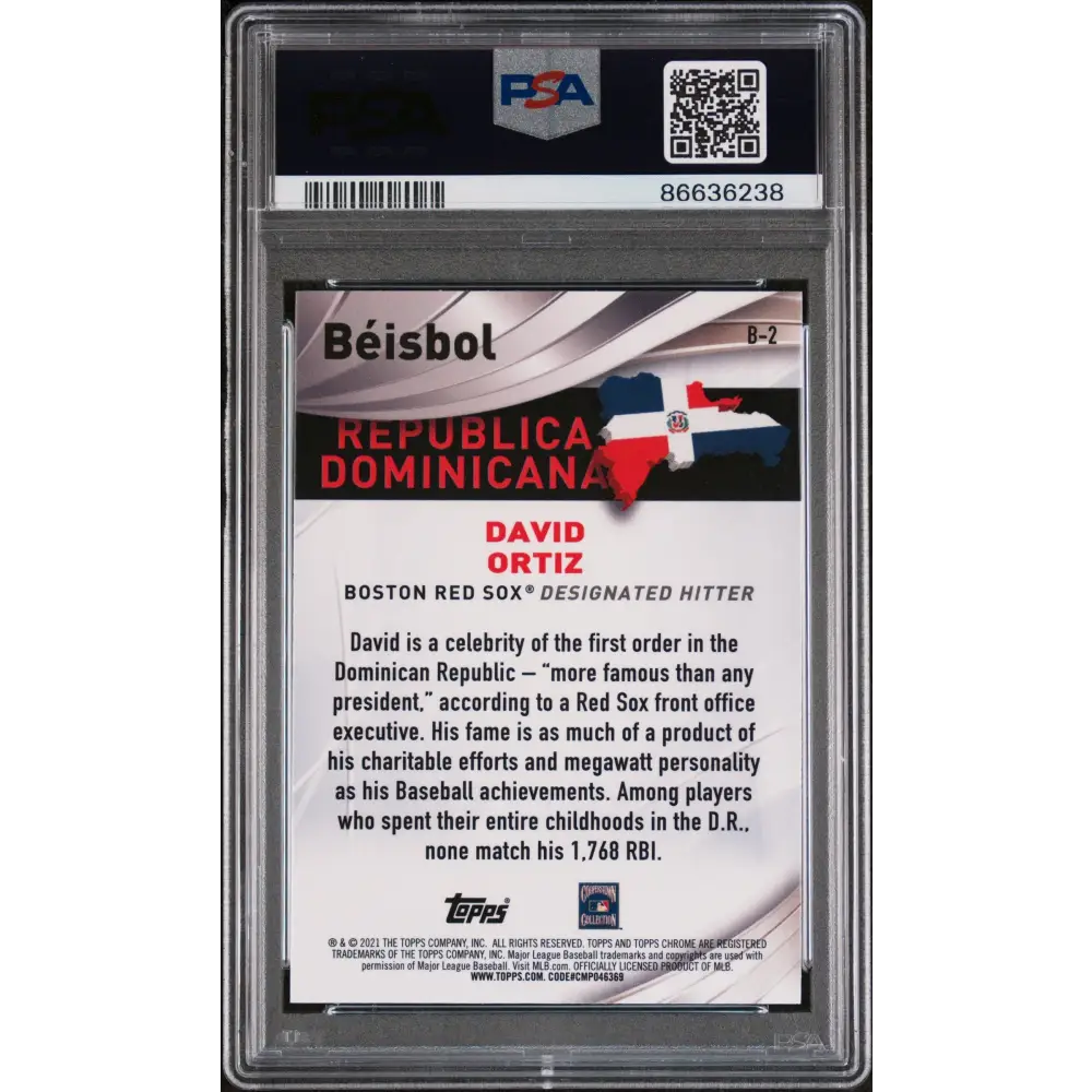 2021 TOPPS CHROME BEISBOL DAVID ORTIZ BEISBOL #B2 - PSA 10 - Graded Sports Cards PSA 10