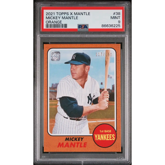 2021 TOPPS X MICKEY MANTLE COLLECTION ORANGE #38 - PSA 9 - Graded Sports Cards PSA 9