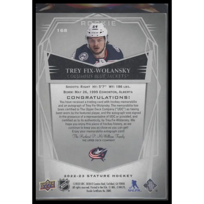 2022-23 Stature #168 Trey Fix-Wolansky Auto Patch Design-Photo Variant #/10