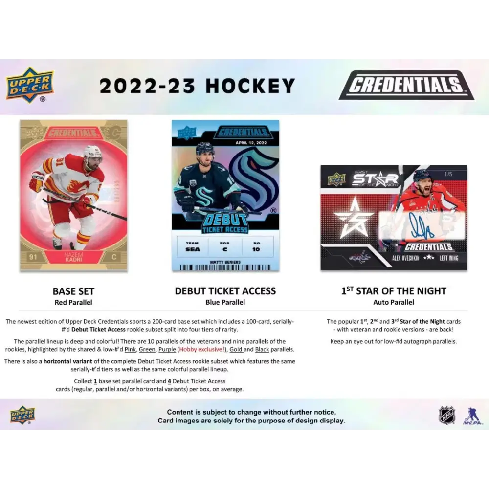 2022/23 Upper Deck Credentials Hockey Hobby Box