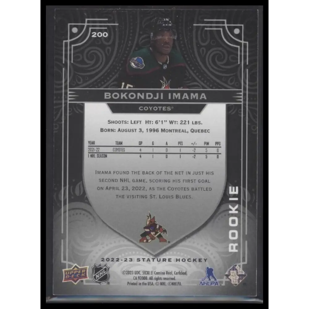 2022-23 Upper Deck Stature #200 Bokondji Imama Black #/15