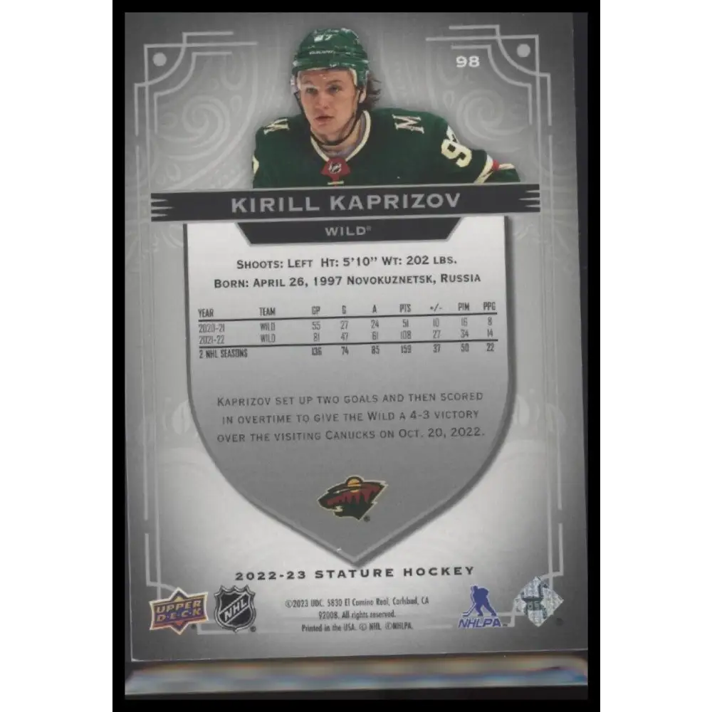 2022-23 Upper Deck Stature #98 Kirill Kaprizov