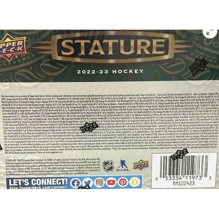 2022-23 Upper Deck Stature Hockey Hobby Box