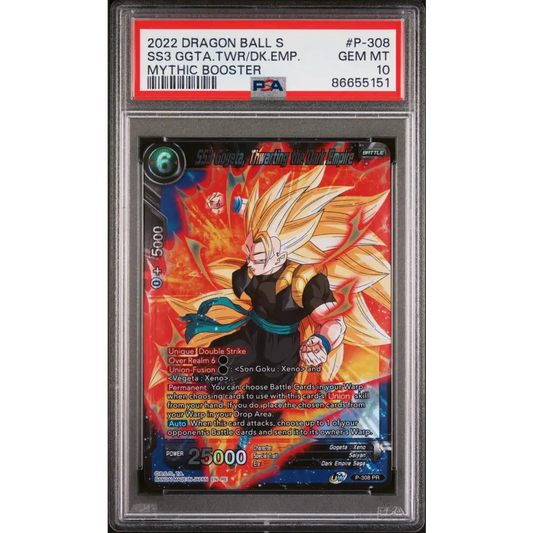 2022 DRAGON BALL SUPER MYTHIC BOOSTER SS3 GOGETA THWRT/EMP #P-308 - PSA 10 - Graded DBZ PSA 10