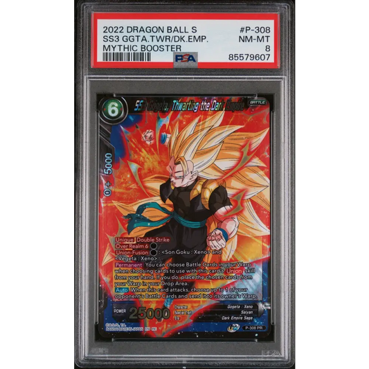 2022 DRAGON BALL SUPER MYTHIC BOOSTER SS3 GOGETA THWRT/EMP #P-308 - PSA 8 - Graded DBZ PSA 8
