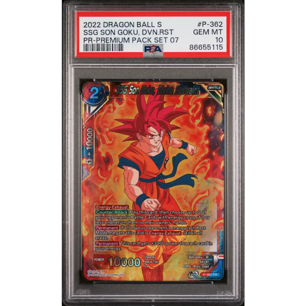 2022 DRAGON BALL SUPER REALM OF THE GODS 7 SSG GOKU DVN RSTRNT #P-362 - PSA 10 - Graded DBZ PSA 10