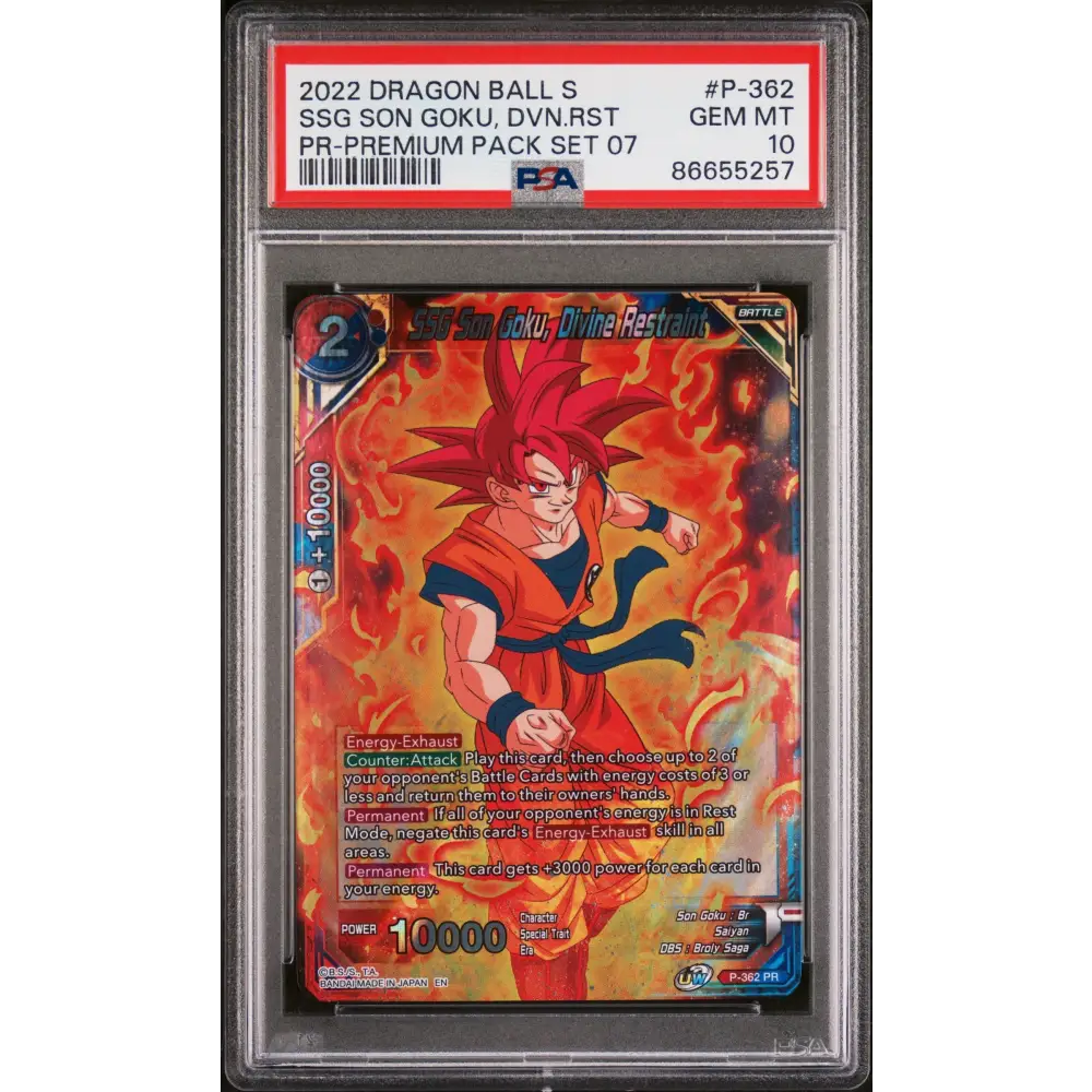 2022 DRAGON BALL SUPER REALM OF THE GODS 7 SSG GOKU DVN RSTRNT #P-362 - PSA 10 - Graded DBZ PSA 10