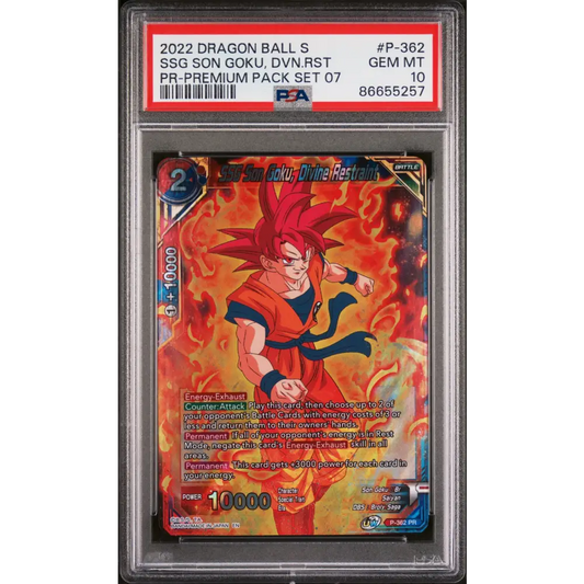 2022 DRAGON BALL SUPER REALM OF THE GODS 7 SSG GOKU DVN RSTRNT #P-362 - PSA 10 - Graded DBZ PSA 10