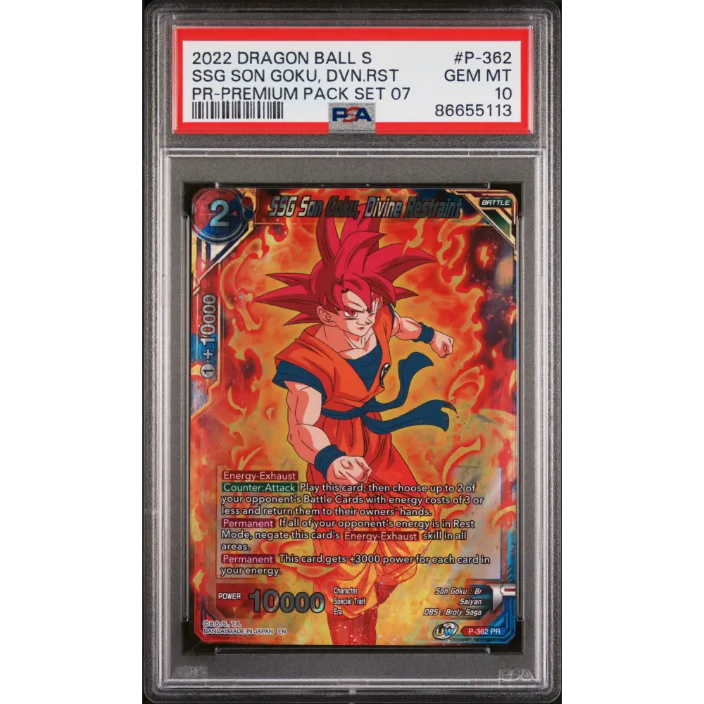2022 DRAGON BALL SUPER REALM OF THE GODS 7 SSG GOKU DVN RSTRNT #P-362 - PSA 10 - Graded DBZ PSA 10