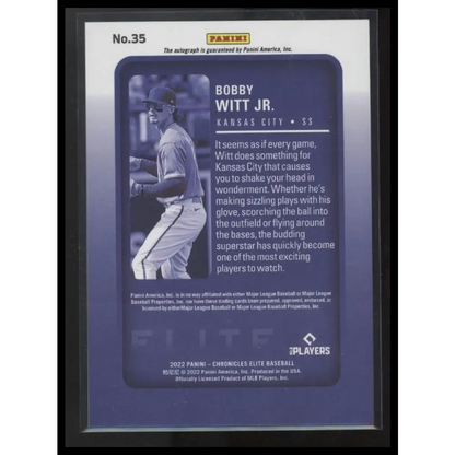 2022 Panini Chronicles #35 Bobby Witt Jr. Elite Autographs