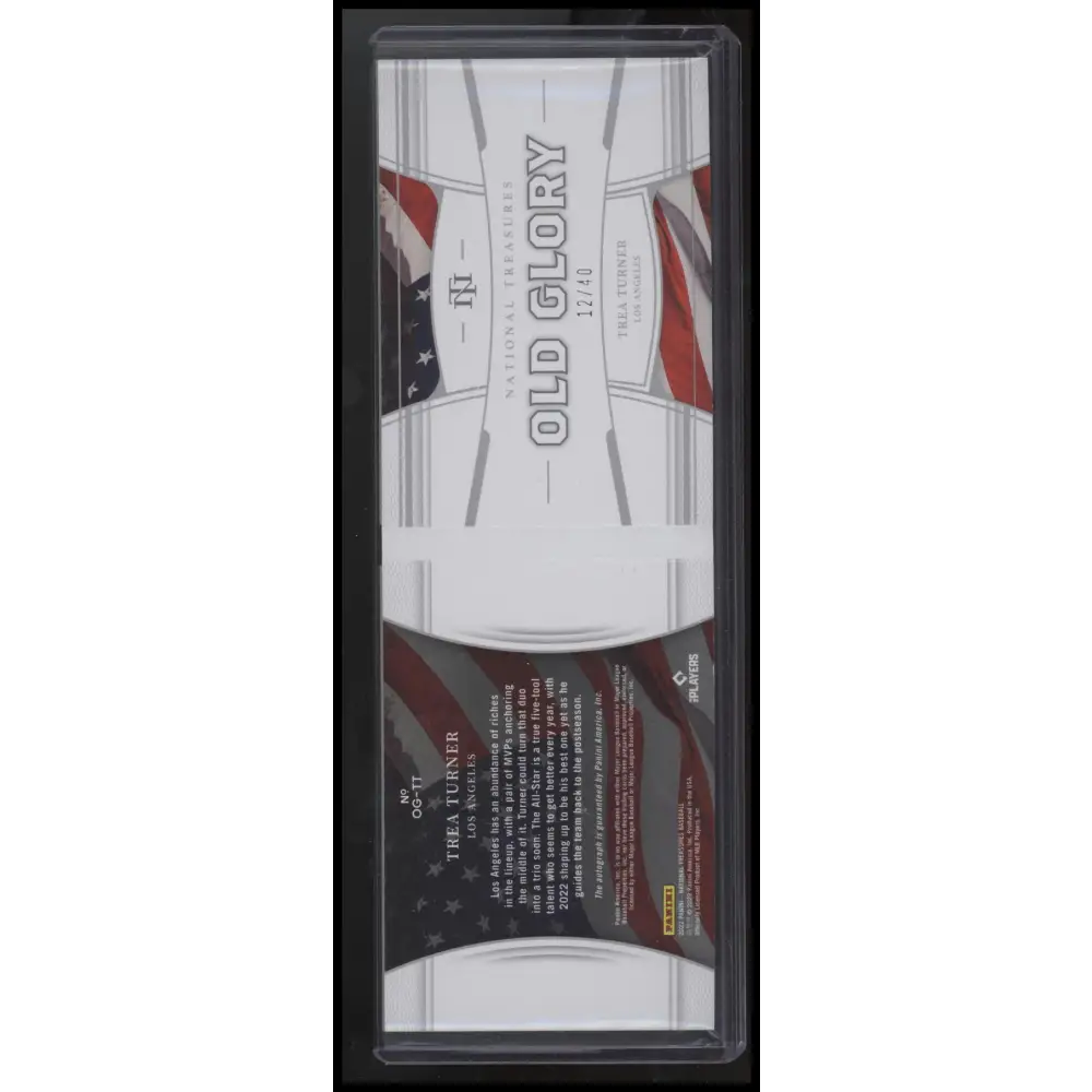 2022 Panini National Treasures #OG-TT Trea Turner Old Glory Booklet #/40