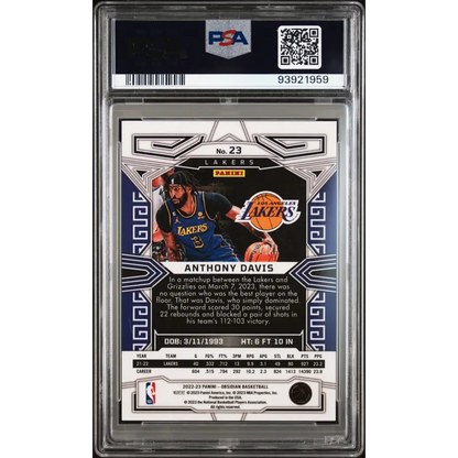 2022 Panini Obsidian #23 Anthony Davis Electric Etch Red PSA 9 #1/5