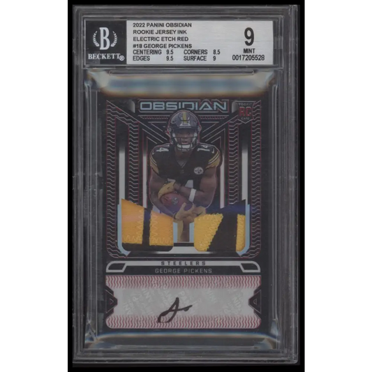 2022 Panini Obsidian Rookie Jersey Ink Electric Etch Red George Pickens BGS 9.0