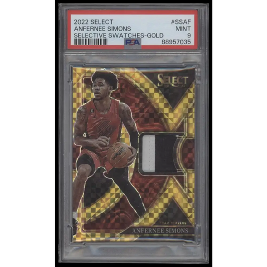 2022 Panini Select Selective Swatches #SSAF Anfernee Simons -Gold PSA 9