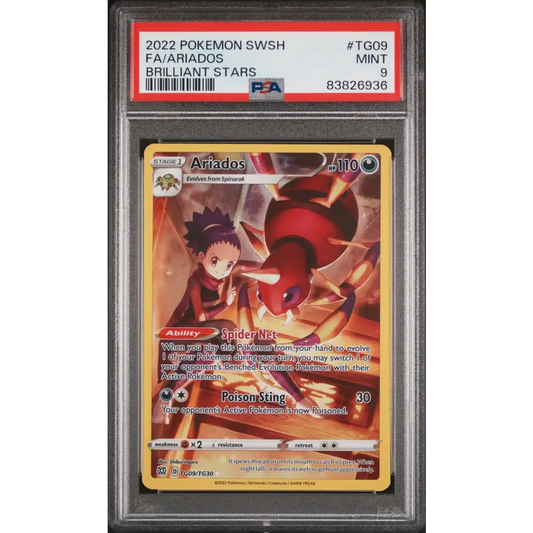 2022 POKEMON SWORD & SHIELD BRILLIANT STARS Full Art ARIADOS #TG09 PSA 9 - Graded Pokémon PSA 9
