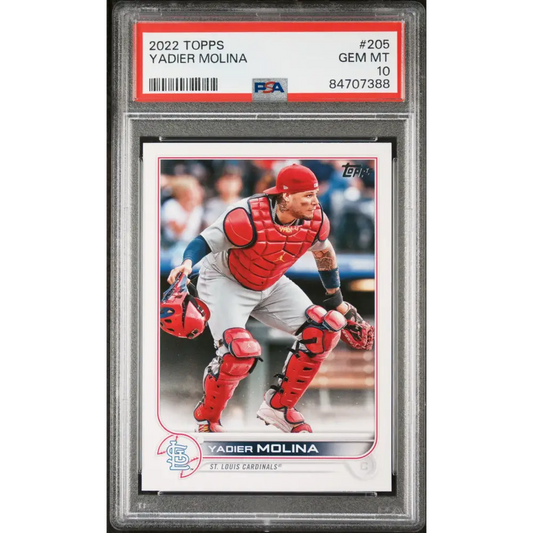 2022 TOPPS YADIER MOLINA #205 - PSA 10 - Graded Sports Cards PSA 10
