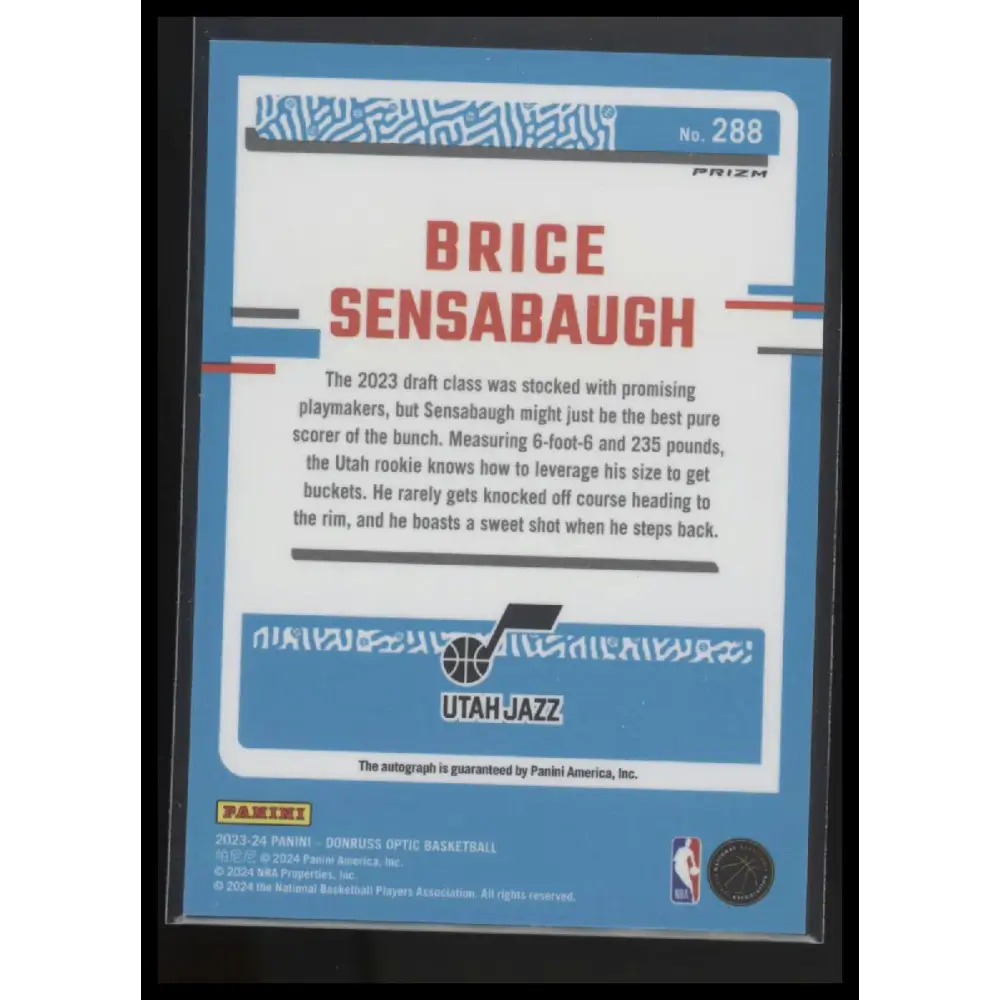 2023-24 Donruss #288 Brice Sensabaugh Rated Rookies Signatures
