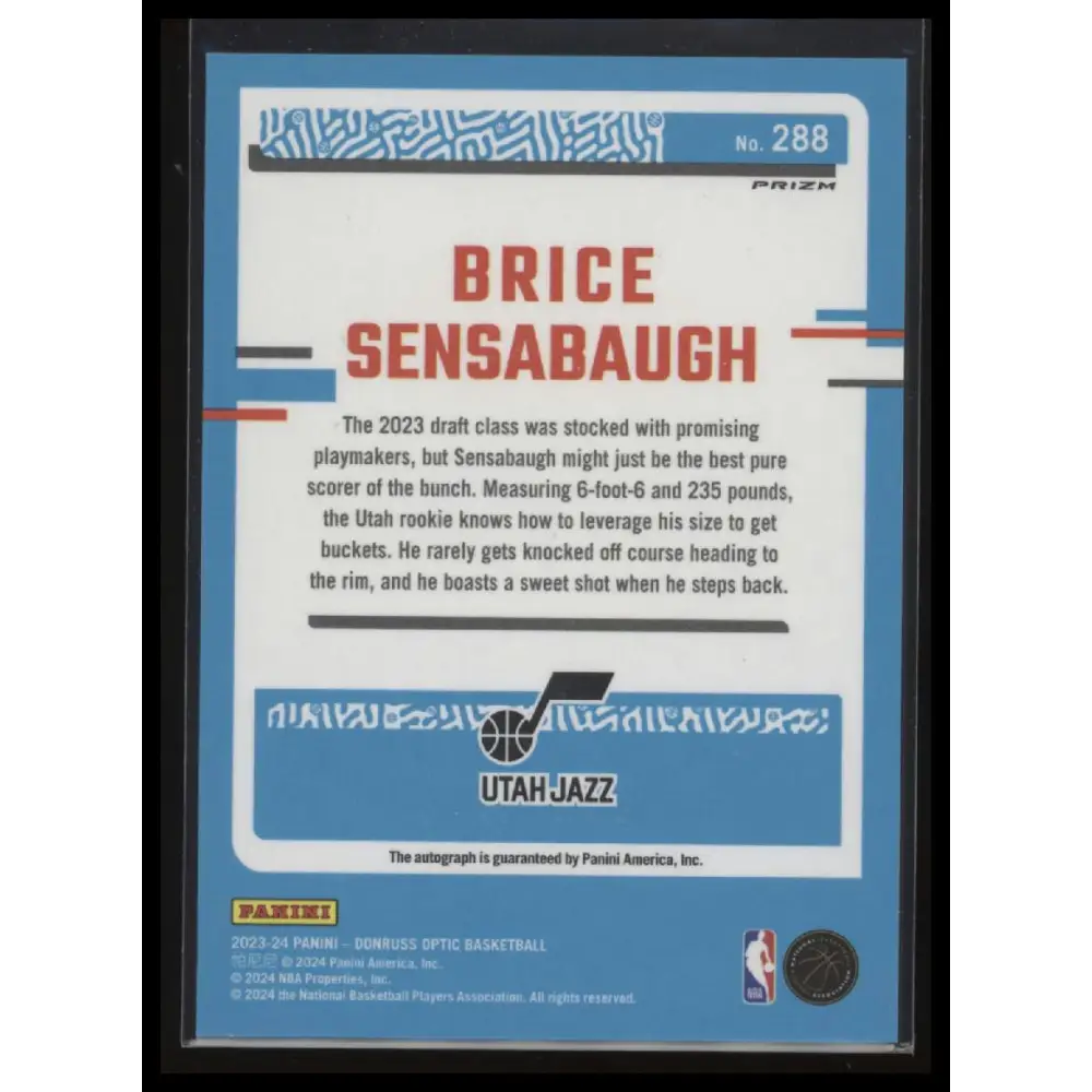 2023-24 Donruss #292 Brice Sensabaugh Rated Rookies Signatures Choice