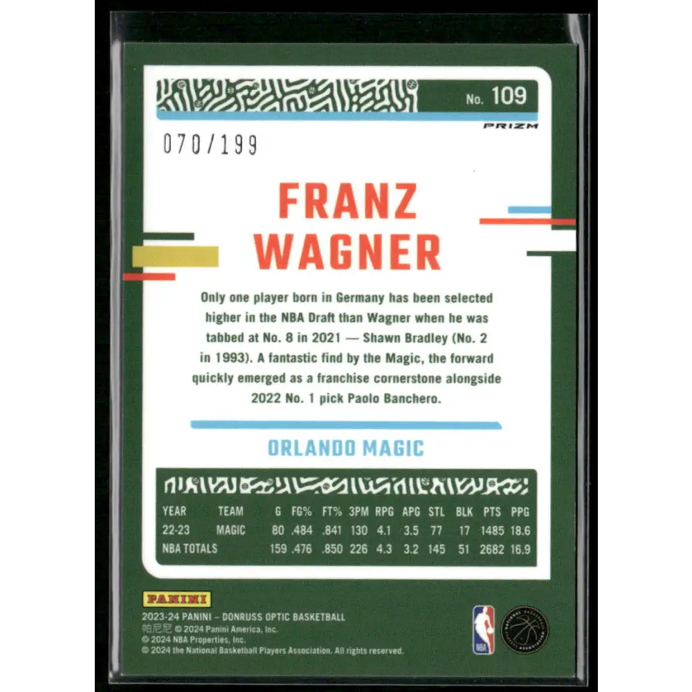 2023-24 Donruss Optic #109 Franz Wagner Orange #/199