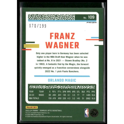 2023-24 Donruss Optic #109 Franz Wagner Orange #/199