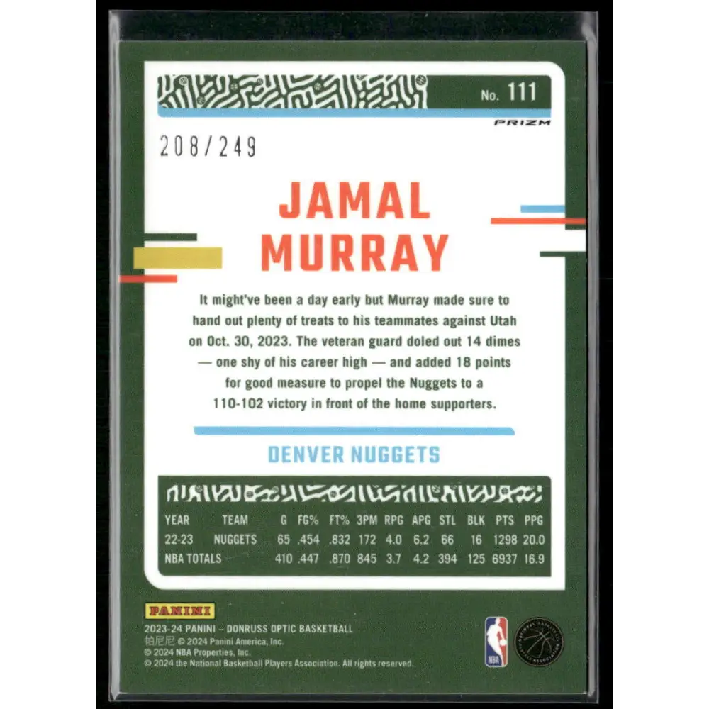 2023-24 Donruss Optic #111 Jamal Murray Aqua #/249
