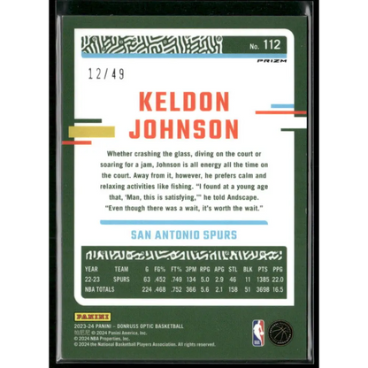 2023-24 Donruss Optic #112 Keldon Johnson Fast Break Blue #/49