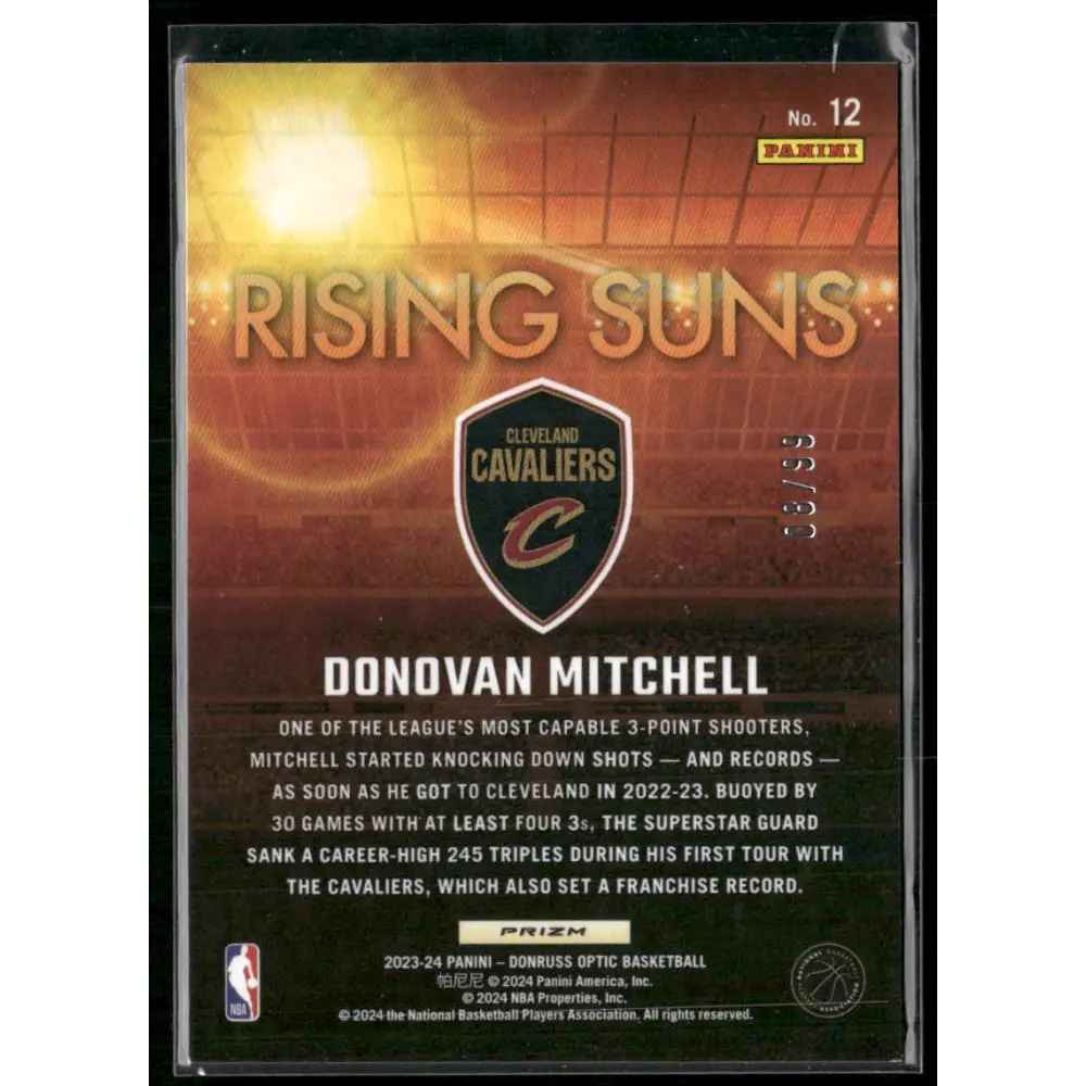 2023-24 Donruss Optic #12 Donovan Mitchell Rising Suns Red #/99