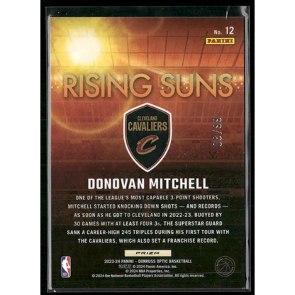 2023-24 Donruss Optic #12 Donovan Mitchell Rising Suns Red #/99
