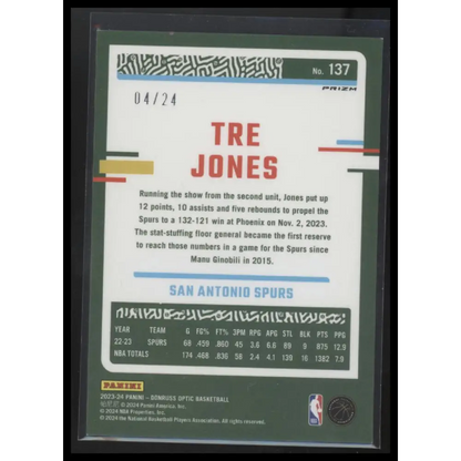 2023-24 Donruss Optic #137 Tre Jones Choice Blue Mojo #/24