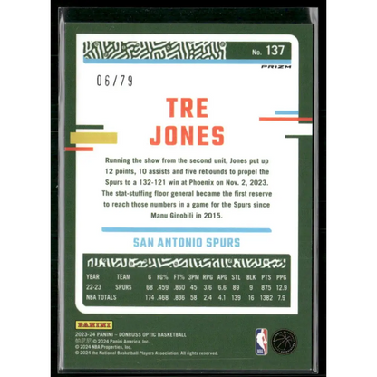 2023-24 Donruss Optic #137 Tre Jones Pink Velocity #/79