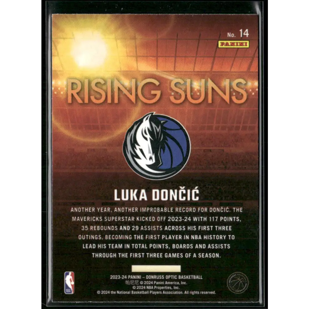 2023-24 Donruss Optic #14 Luka Doncic Rising Suns