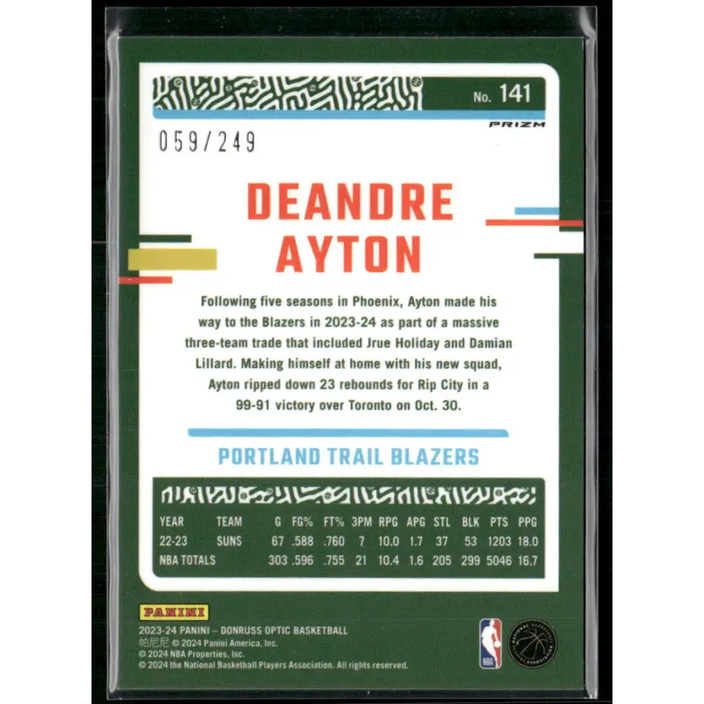 2023-24 Donruss Optic #141 Deandre Ayton Premium #/249