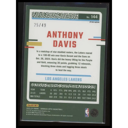 2023-24 Donruss Optic #144 Anthony Davis Fast Break Blue #/49