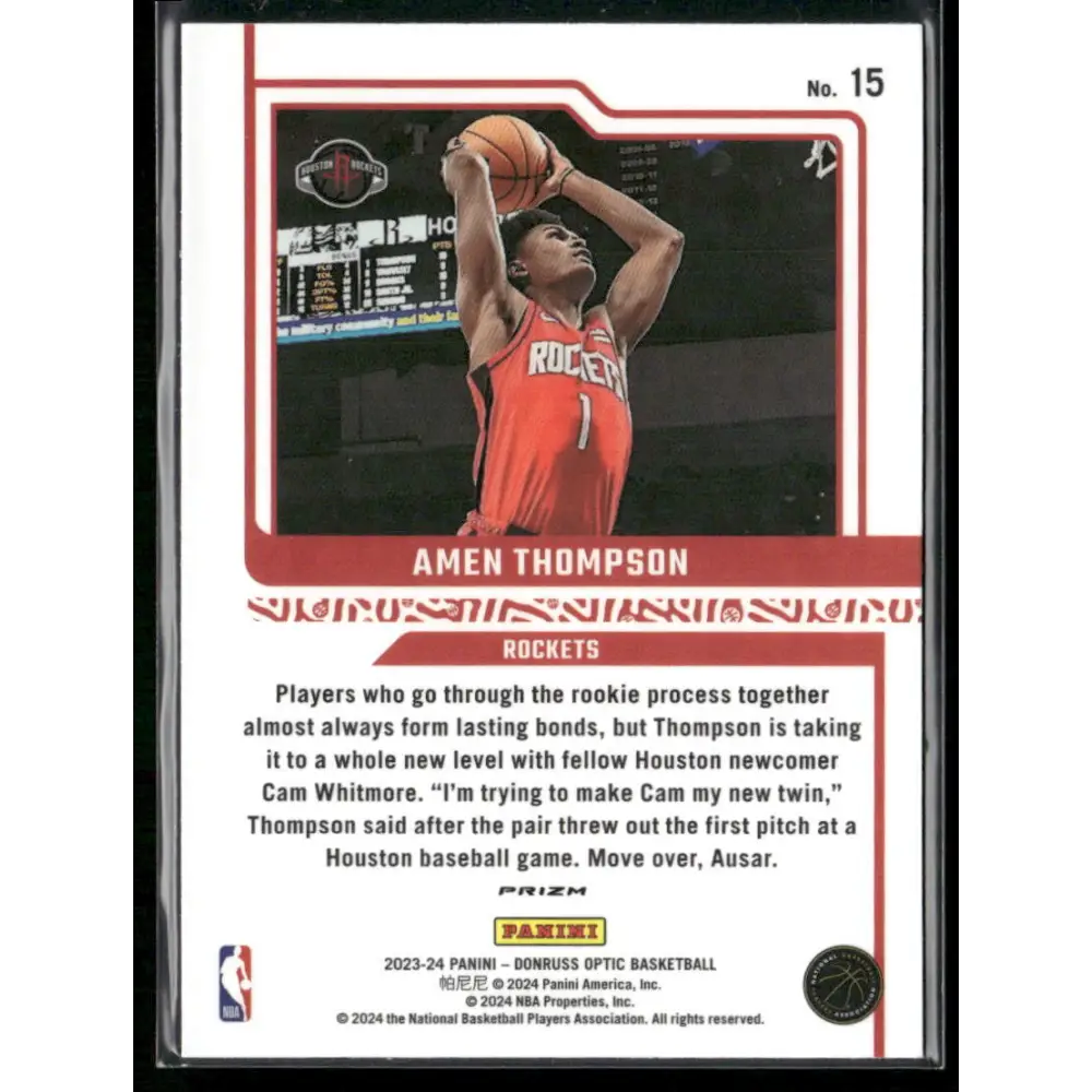 2023-24 Donruss Optic #15 Amen Thompson Elite Dominators Holo