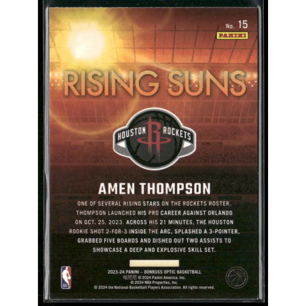 2023-24 Donruss Optic #15 Amen Thompson Rising Suns Holo