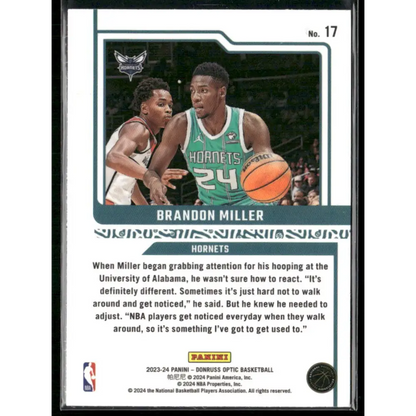 2023-24 Donruss Optic #17 Brandon Miller Elite Dominators