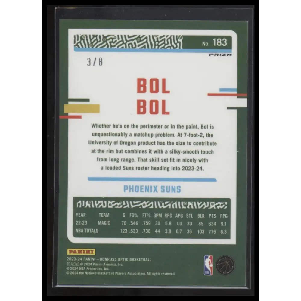 2023-24 Donruss Optic #183 Bol Bol Choice Black Gold #/8