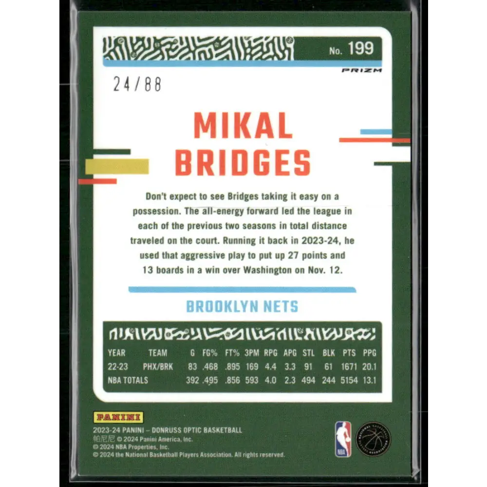 2023-24 Donruss Optic #199 Mikal Bridges Choice Red #/88