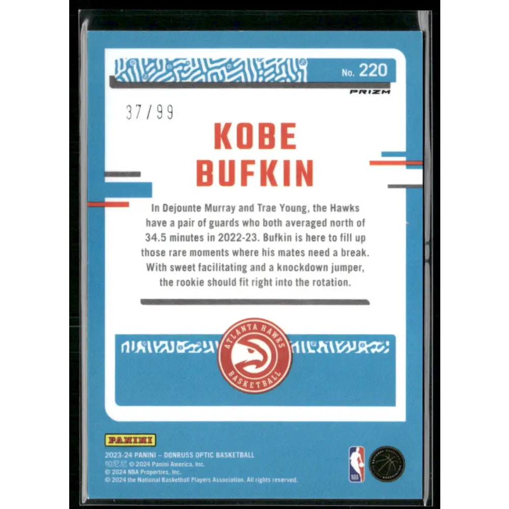 2023-24 Donruss Optic #220 Kobe Bufkin Fast Break Purple #/99