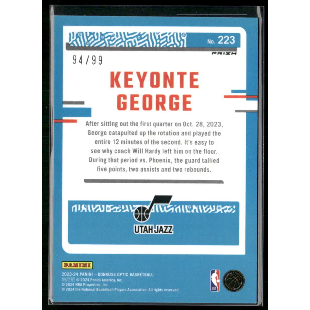 2023-24 Donruss Optic #223 Keyonte George Red #/99
