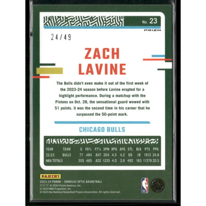 2023-24 Donruss Optic #23 Zach LaVine Blue #/49