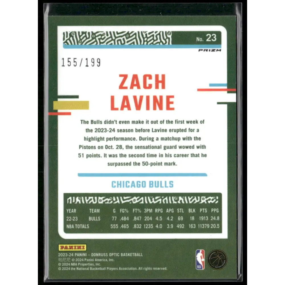 2023-24 Donruss Optic #23 Zach LaVine Orange #/199