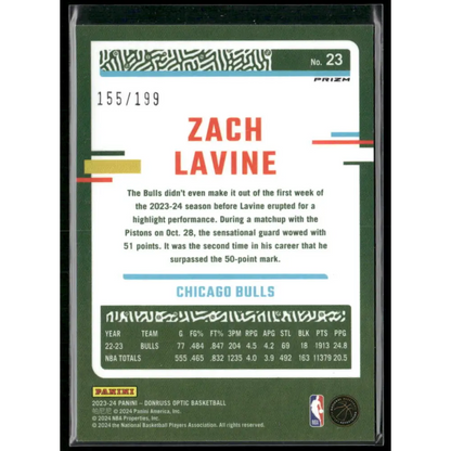 2023-24 Donruss Optic #23 Zach LaVine Orange #/199