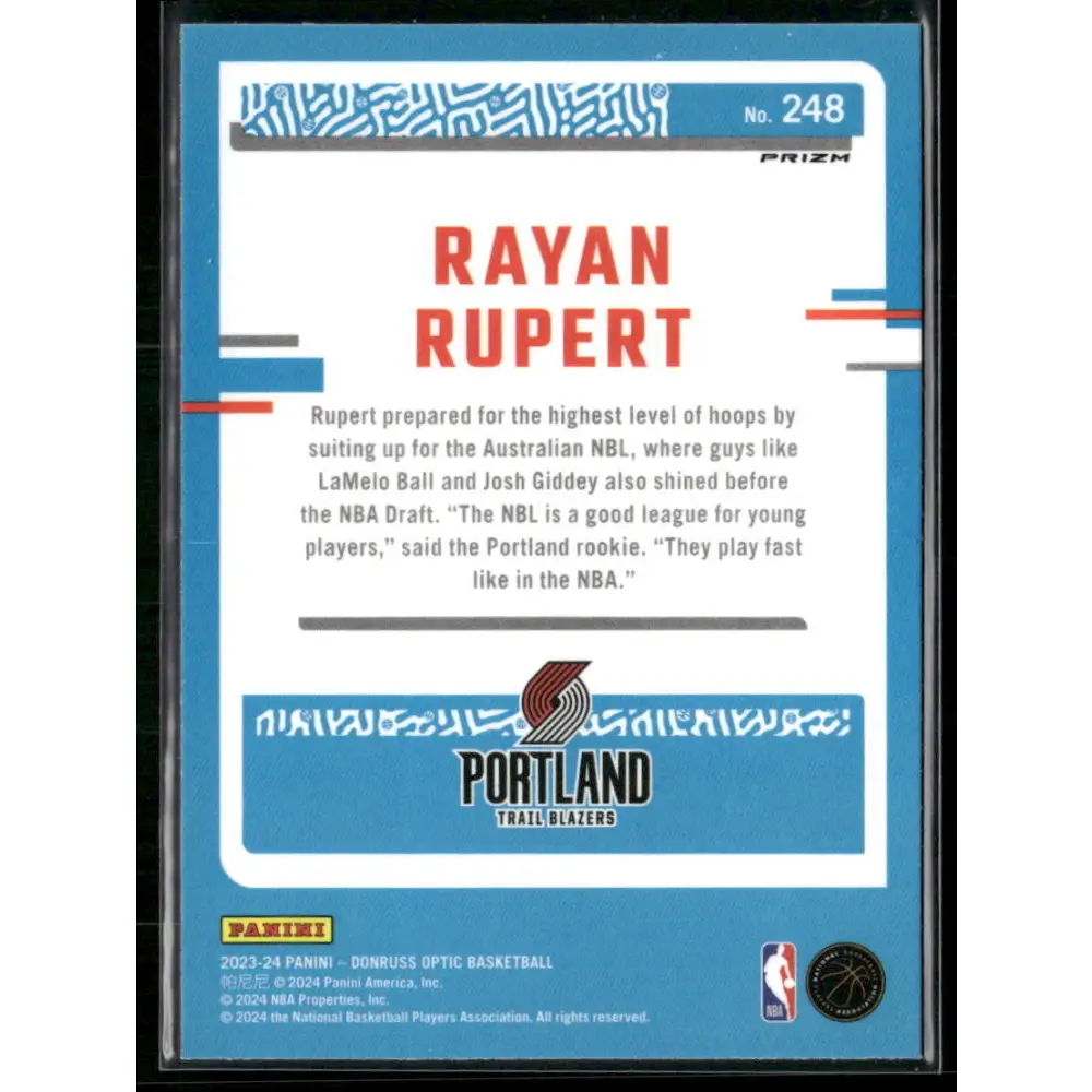 2023-24 Donruss Optic #248 Rayan Rupert Holo