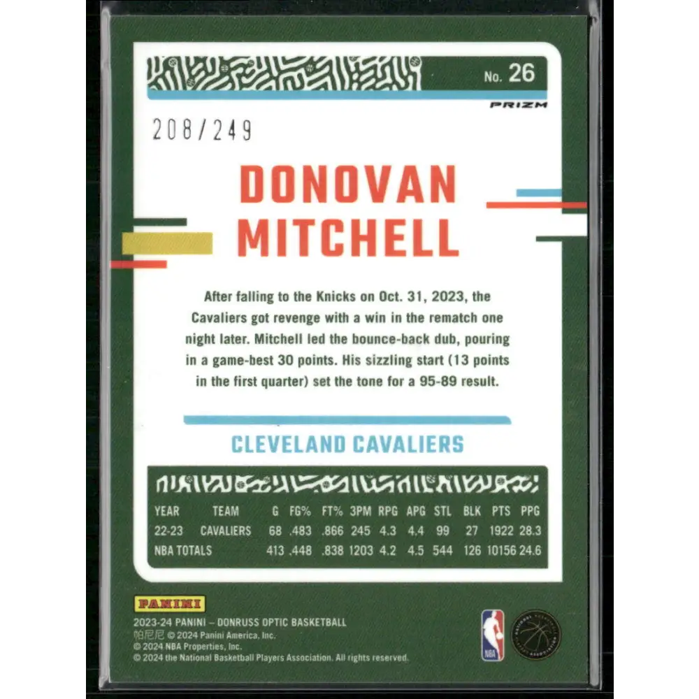 2023-24 Donruss Optic #26 Donovan Mitchell Aqua #/249