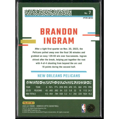 2023-24 Donruss Optic #7 Brandon Ingram Choice Red and Green