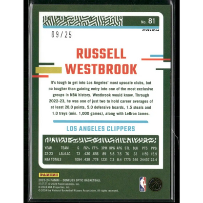 2023-24 Donruss Optic #81 Russell Westbrook Pink #/25