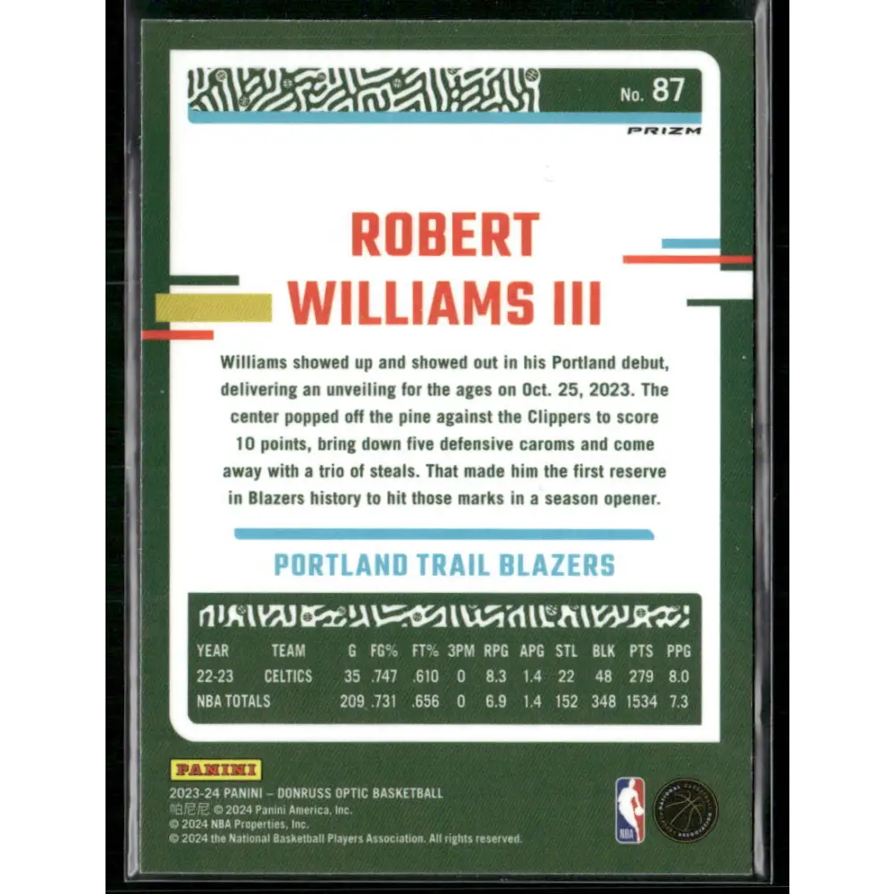2023-24 Donruss Optic #87 Robert Williams III Holo